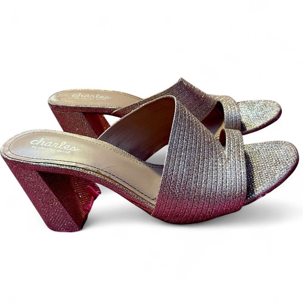 Charles David Glittery Silver Wedges